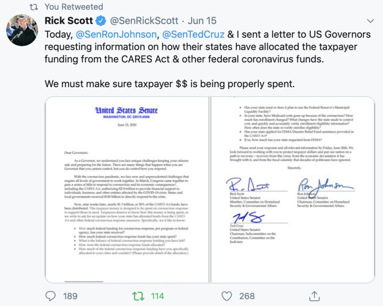 Sen. Rick Scott Tweet