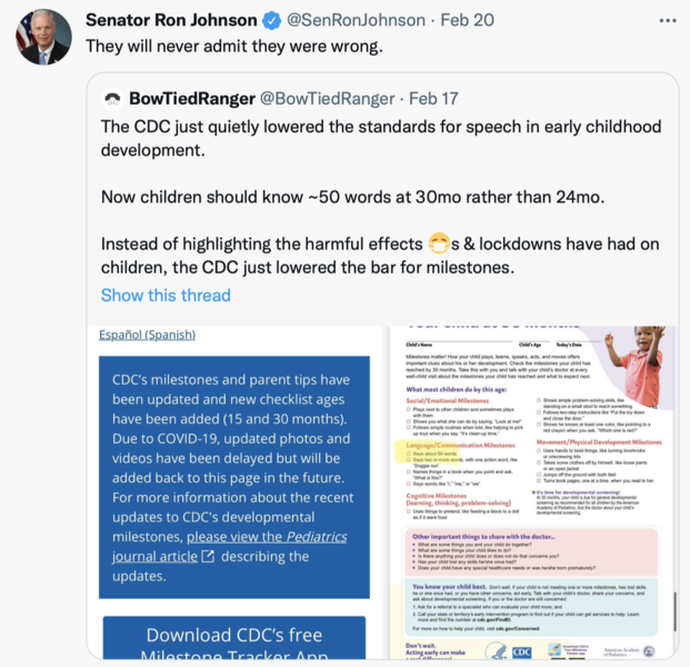 Tweet about CDC lowering standards
