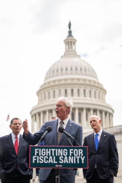 Sen. Johnson in front of U.S. Capitol for press conference