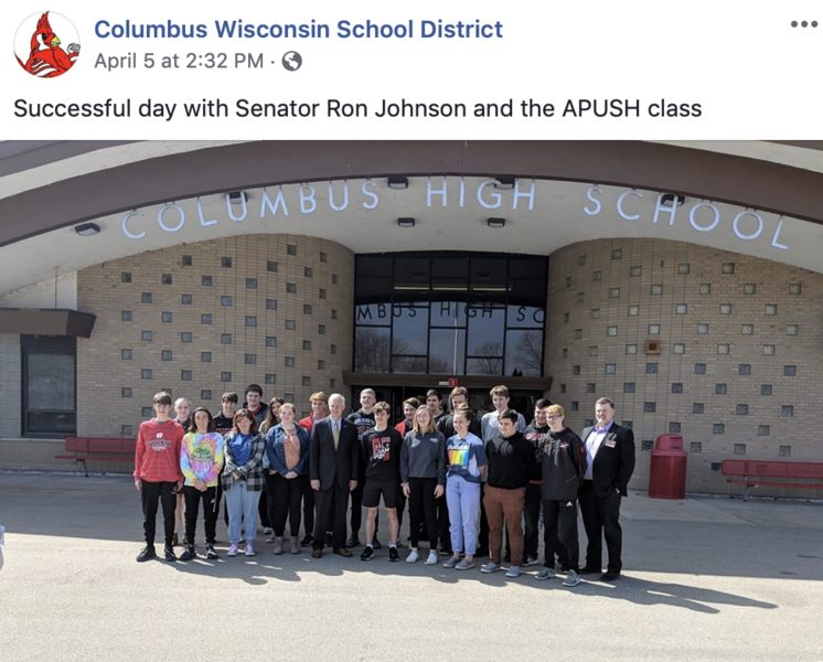Facebook post form Columbus HS