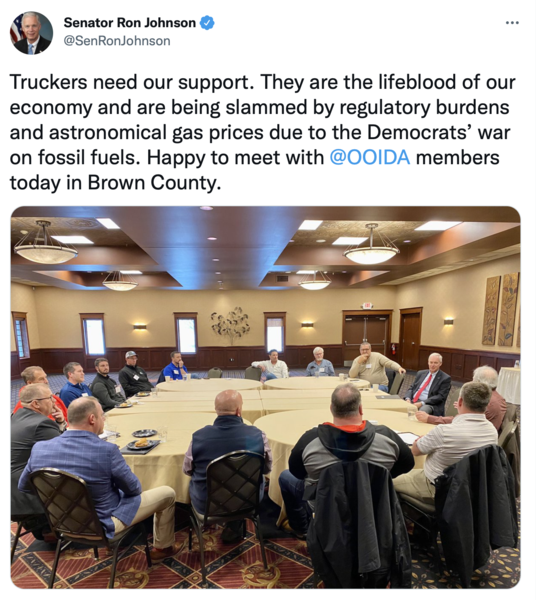 tweet about truckers and gas prices