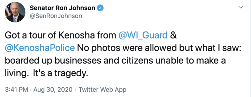 Tweet about turning Kenosha