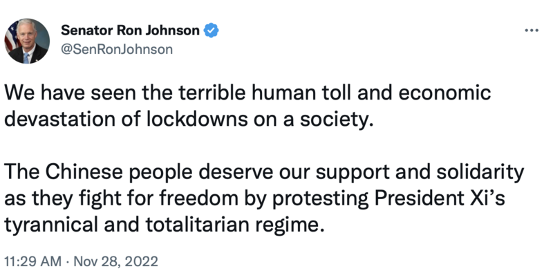 Tweet about China