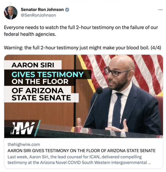Tweet about testimony to watch 