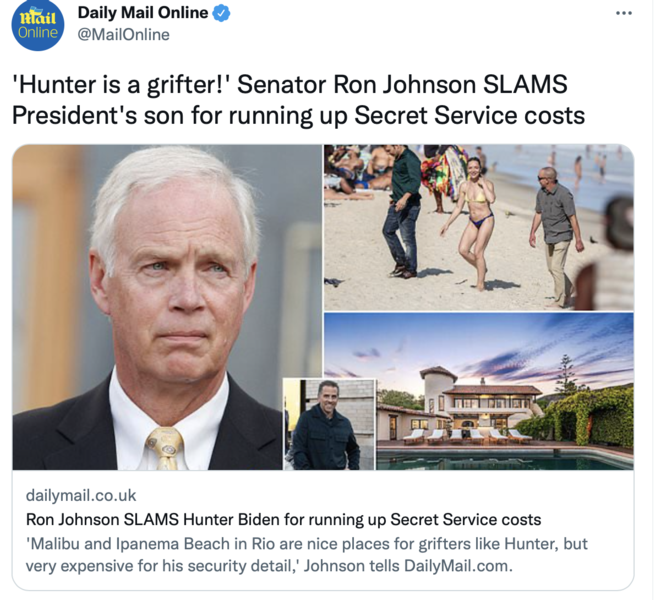 Daily Mail Tweet about Hunter Biden