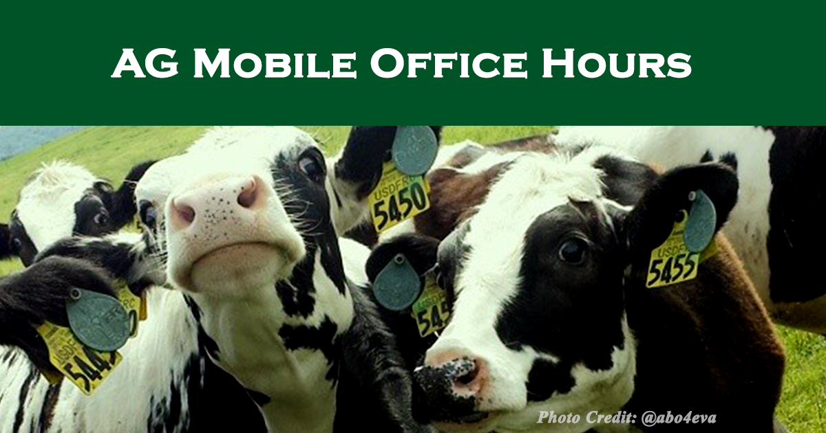 Johnson Announces Agriculture Mobile Office Hours During June Dairy Month