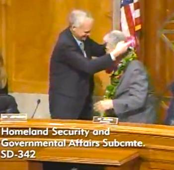 Johnson Congratulates Akaka on Career of Service