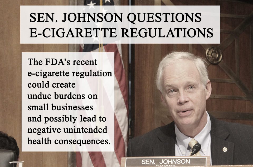 Johnson Seeks Answers from FDA on Burdensome E-Cigarette Regulations