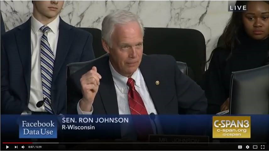 Johnson Questions Facebook CEO Mark Zuckerberg on Privacy and Data Security